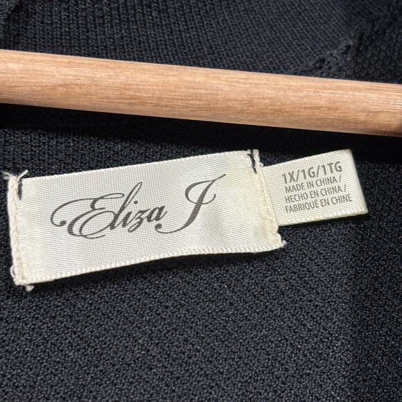 Eliza J Black Long Sleeve Dress 1X Plus Cutout Minimal Chic Gold Zip  Detail - Picture 3 of 7